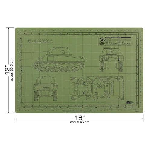 Tankraft Sherman Tank Model Builder's Cutting Mat - 12x18