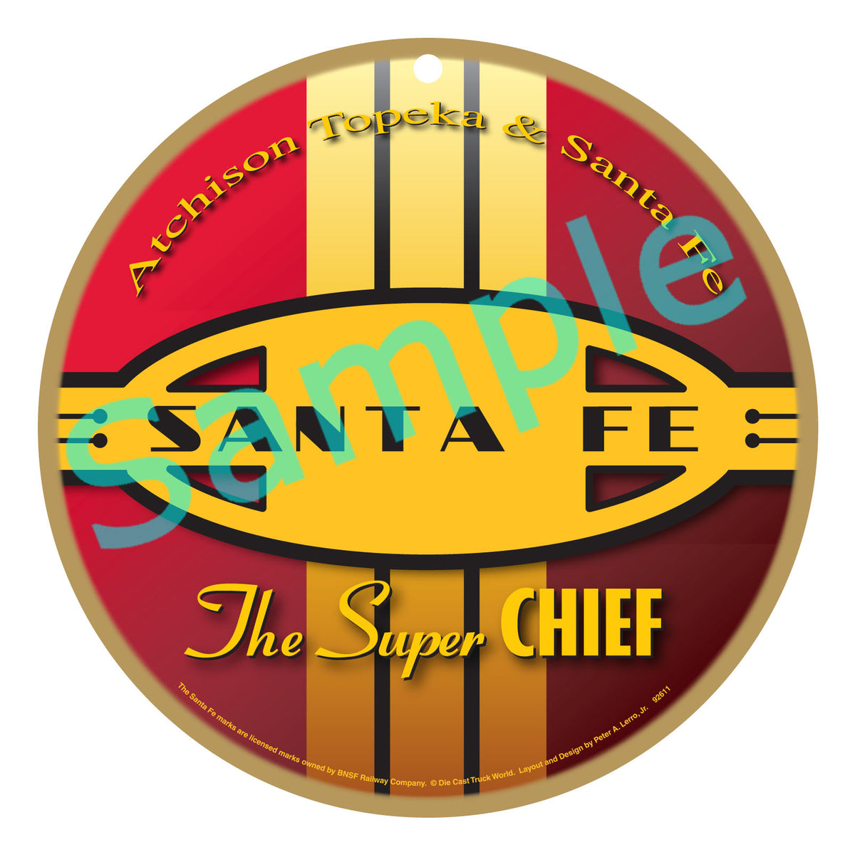 Atchison Topeka & Santa Fe "The Super CHIEF" Wooden Sign