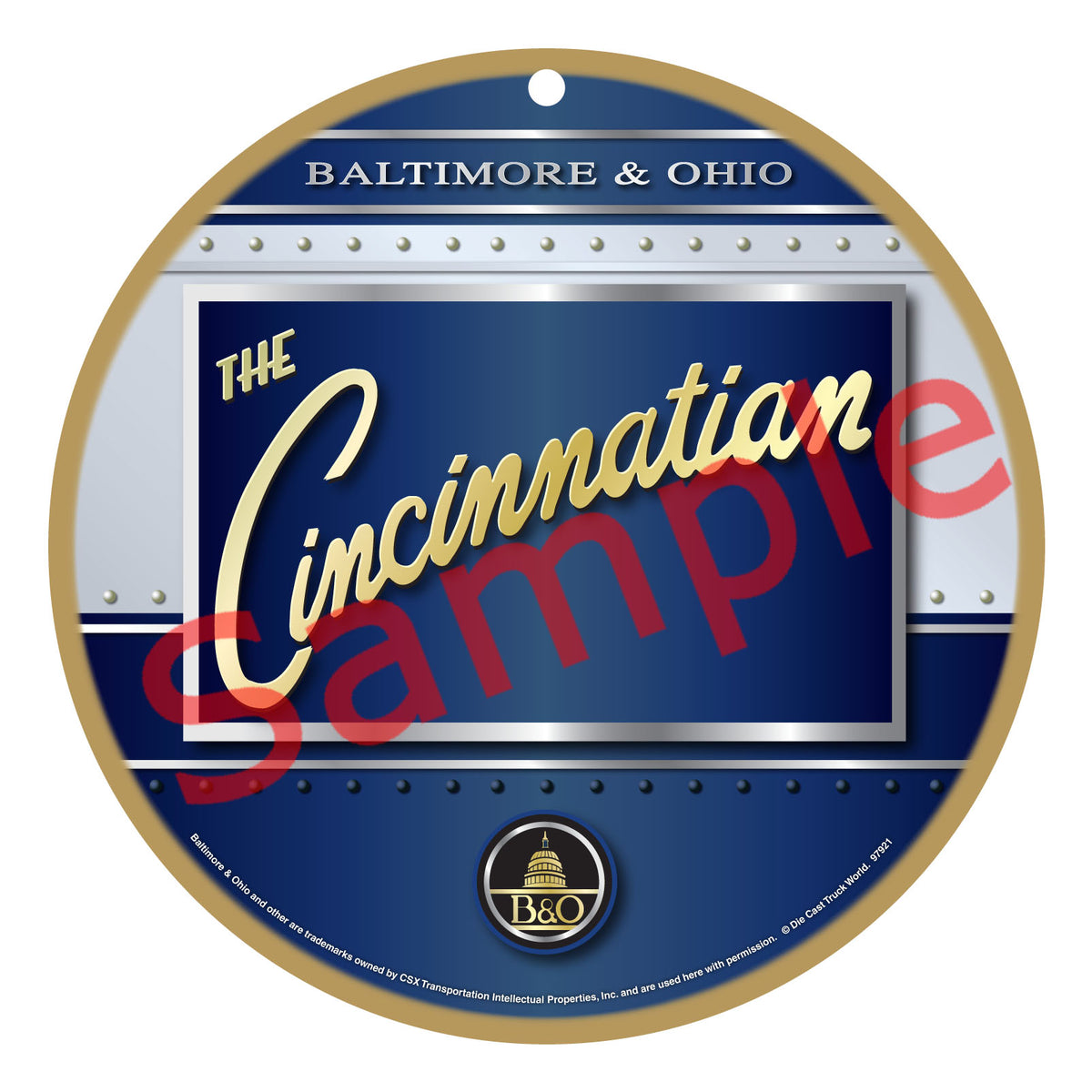 Baltimore & Ohio "The Cincinnatian" Wooden Sign Drumhead design