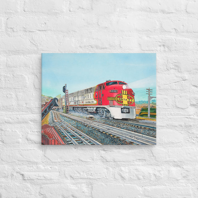Lionel Santa Fe Warbonnet F3 Diesel Canvas by Robert Sherman - 16"x20"