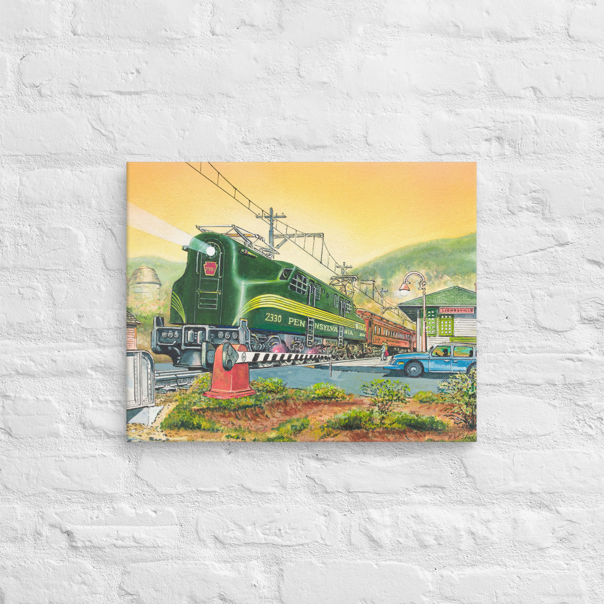GG1 at Lionelville Station Canvas by Robert Sherman - 16"x20"
