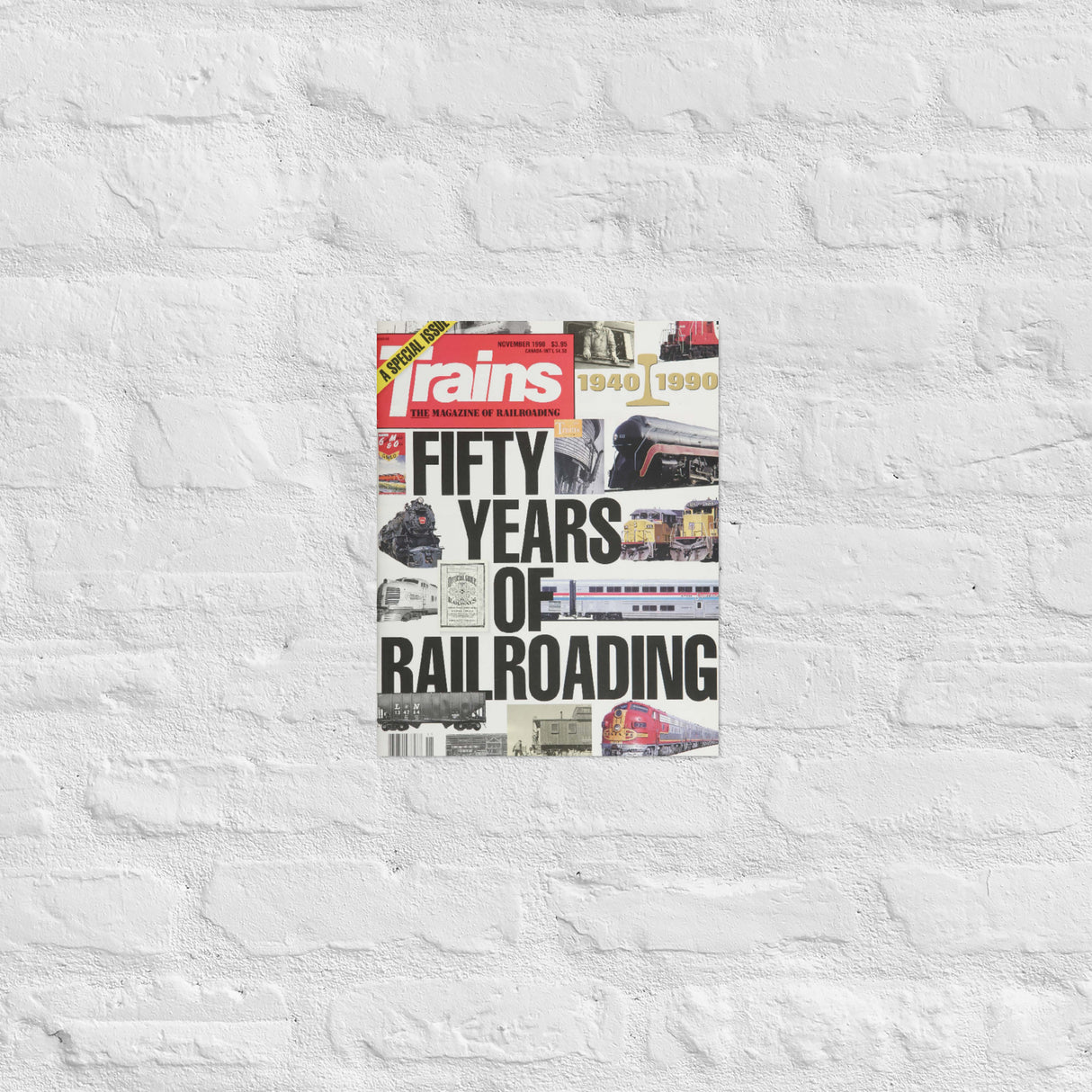 November 1990 Trains Magazine 50th Anniversary Issue Cover Print
