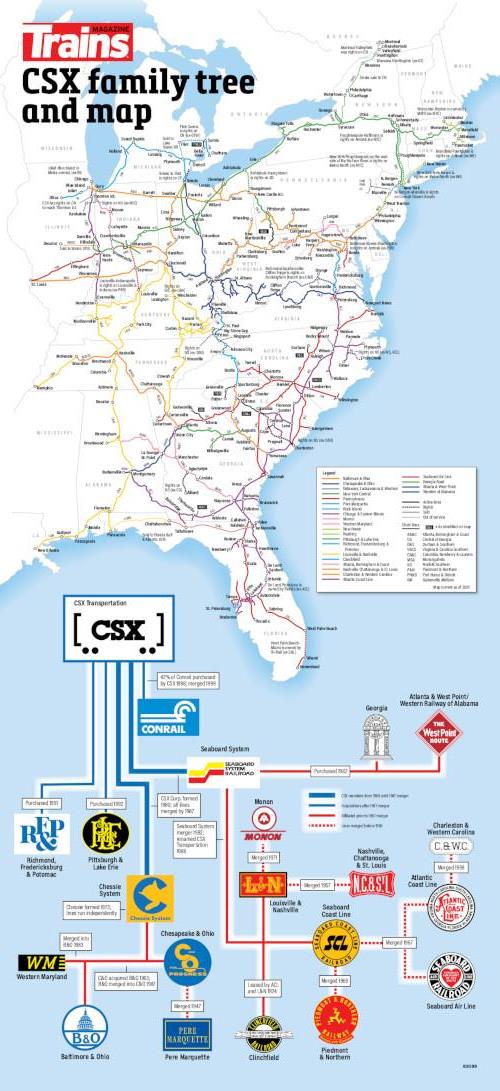Csx Map CSX Railroad Map and Family Tree Poster – Trains.com Store