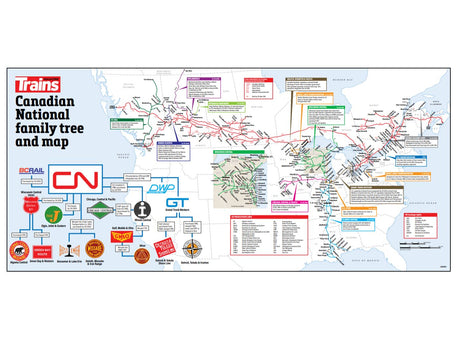 Canadian National Railroad Map and Family Tree Poster