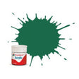 Humbrol acrylic paint can with a green paint splatter on a white background