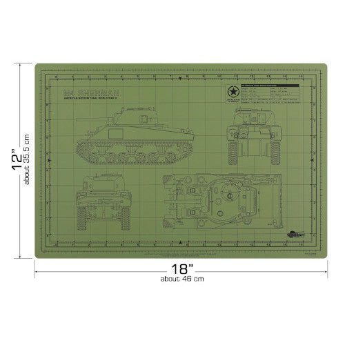 Tankraft Sherman Tank Model Builder's Cutting Mat - 12x18