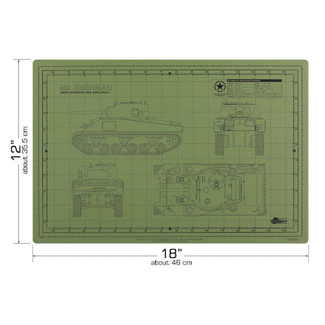 Tankraft Sherman Tank Model Builder's Cutting Mat - 12x18