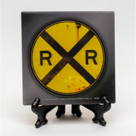 Weathered Railroad Crossing Stone Coaster