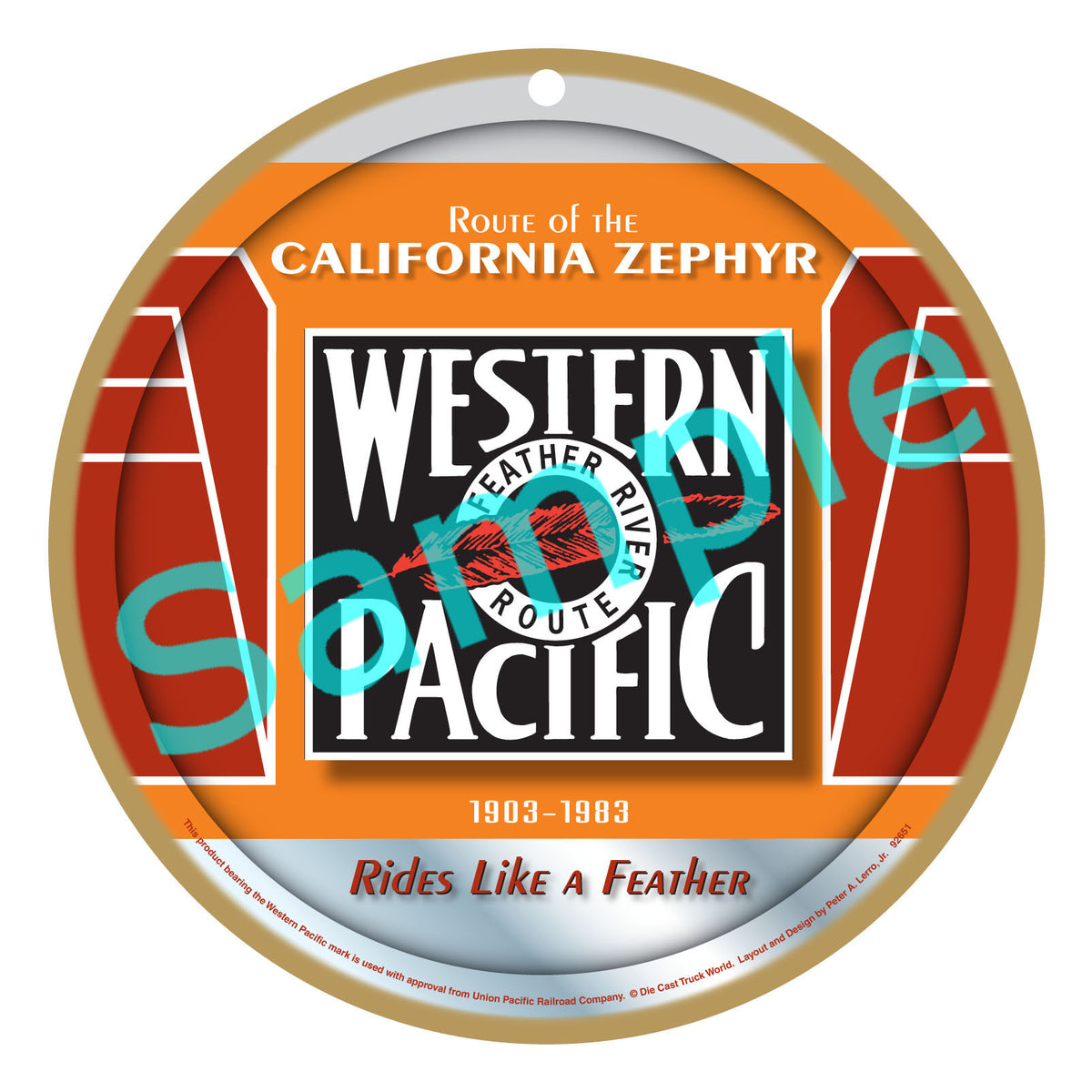 Western Pacific "Feather River Route" Wooden Sign