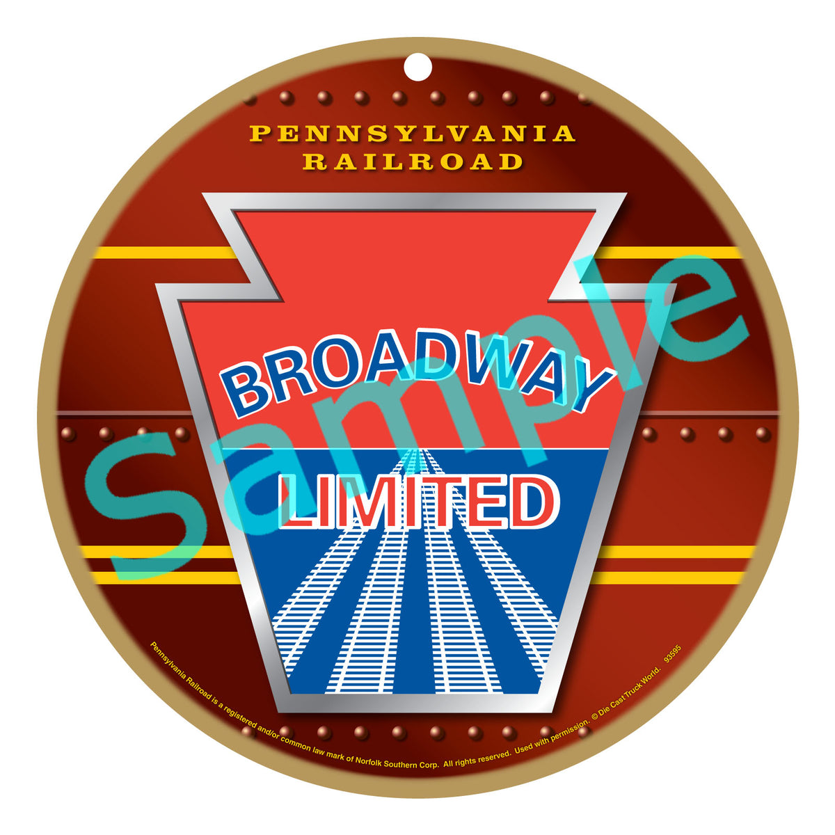 Pennsylvania Railroad "Broadway Limited" Wooden Sign Drumhead design