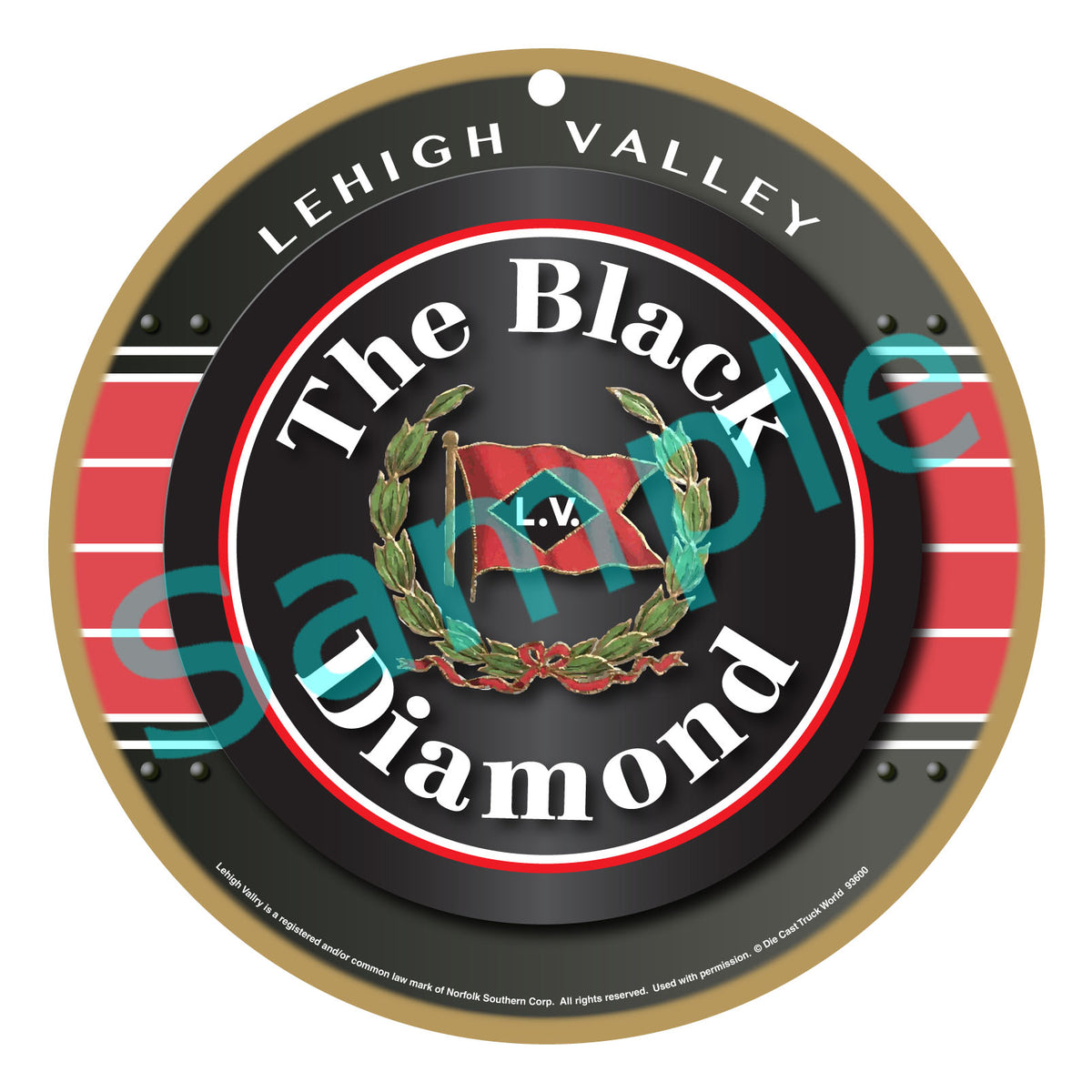 Lehigh Valley "The Black Diamond" Wooden Sign Drumhead design