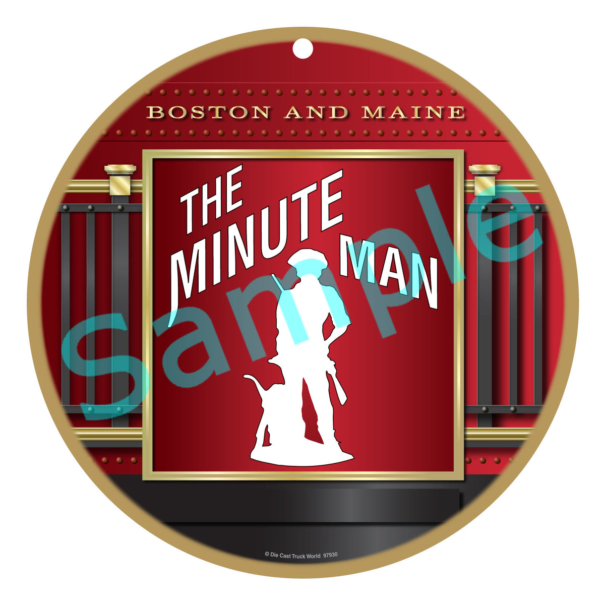Boston and Maine "The Minute Man" Drumhead Sign
