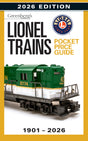 Lionel Trains pocket price guide cover with a green train model on a white background