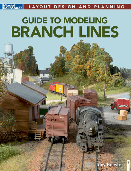 Book cover of 'Guide to Modeling Branch Lines' with a model train set and station on a scenic background.