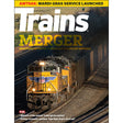 Magazine cover featuring a train on tracks with text about Amtrak, Mardi Gras service, and merger.