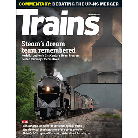 Magazine cover featuring a steam train with text about Norfolk Southern's steam program.