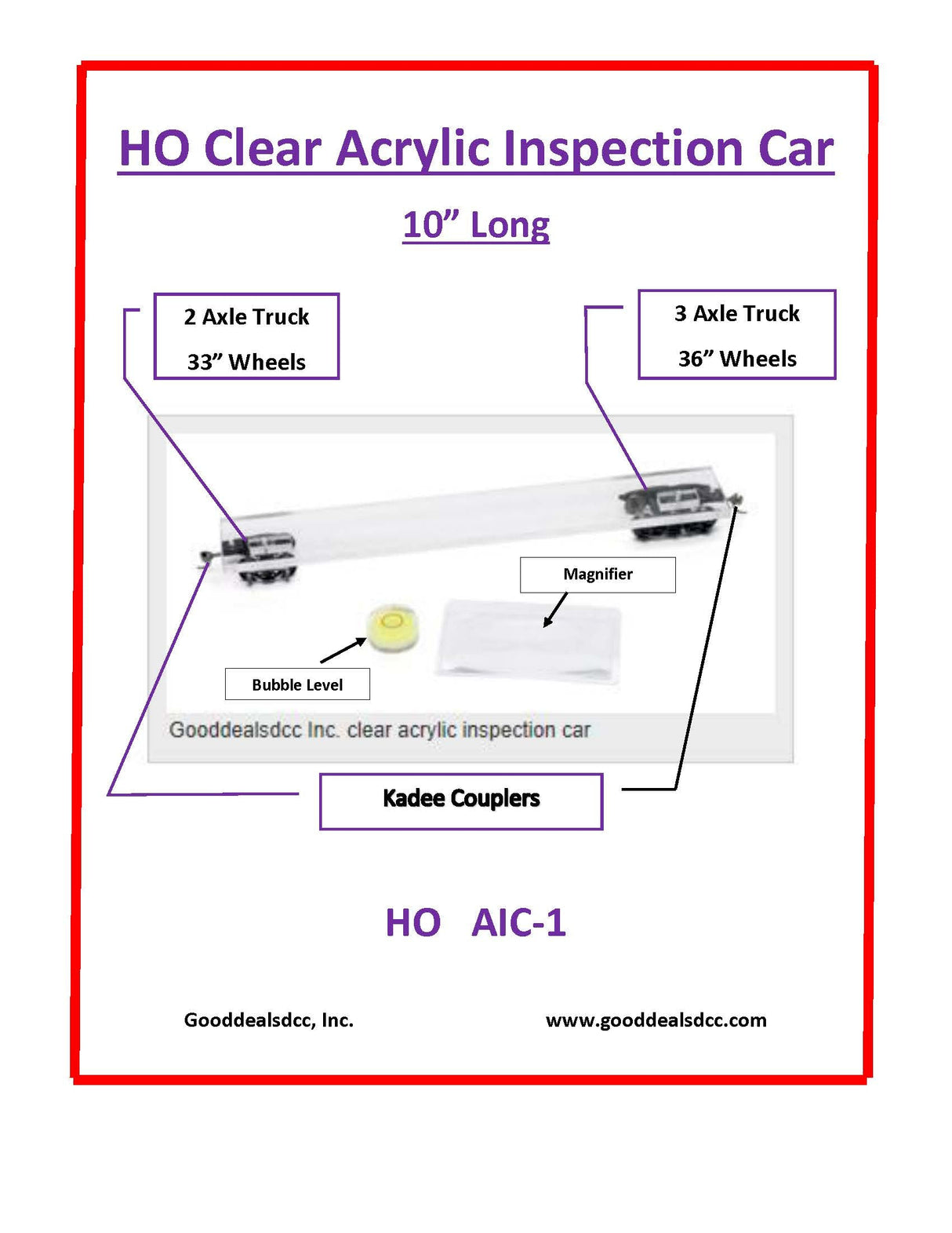 Acrylic Inspection Car - HO Scale