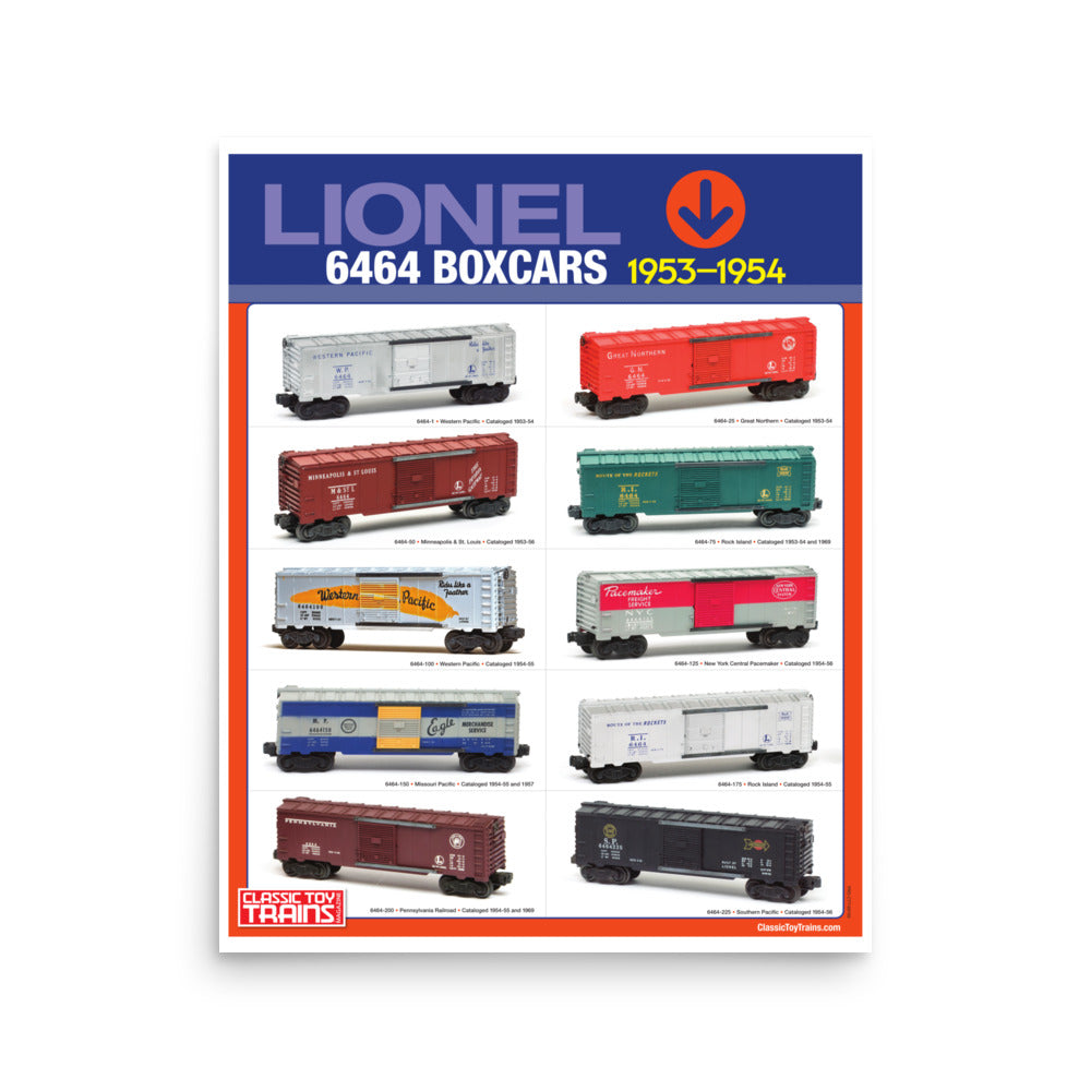Lionel 6464 Boxcars Poster 1953-1954 – Store