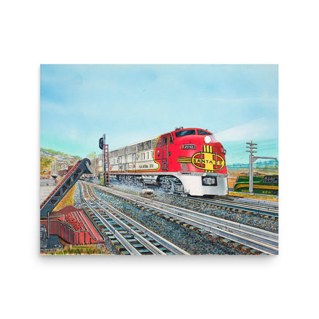 Lionel Santa Fe Warbonnet F3 Diesel Poster by Robert Sherman - 16"x20"